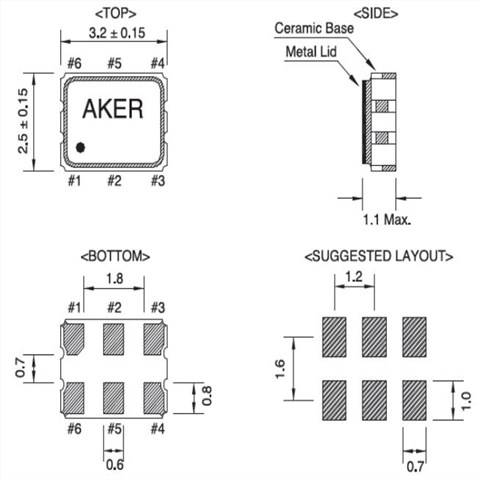 AKER晶振,SMEN-321石英晶体振荡器,平板电脑晶振