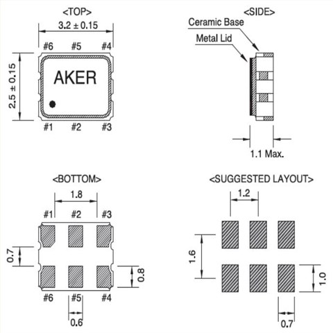 AKER晶振,SMDN-321振荡器,3225贴片晶振