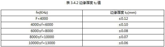 表3.4.2边缘厚度t值